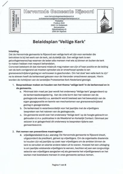 Beleidsplan Veilige kerk